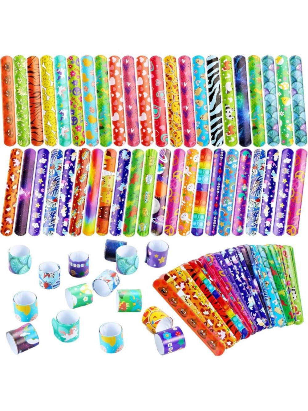288 Pcs Slap Bracelets for Kids - Animal, Heart, Galaxy Designs, Party Favors
